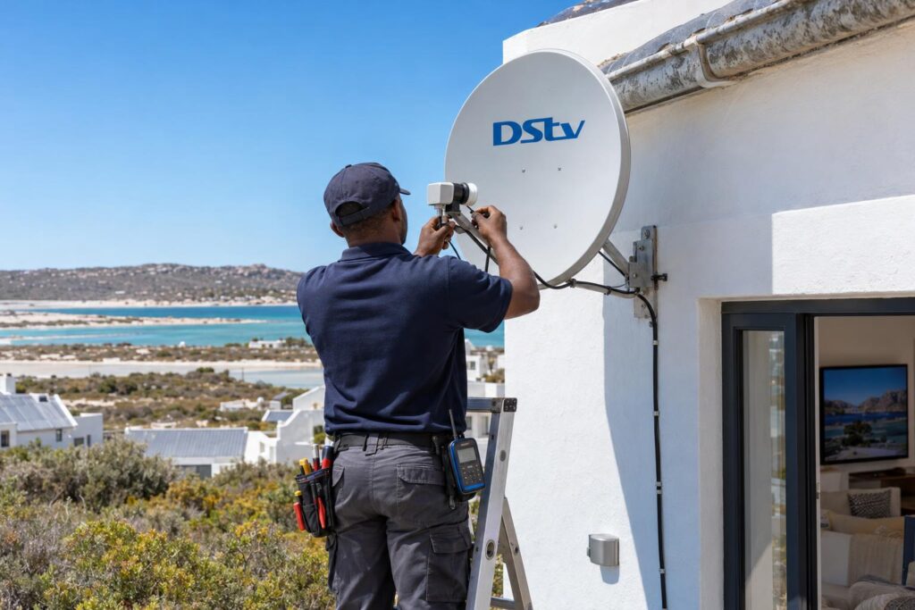 Smart LNB install on a Langebaan home Technician fitting a Smart LNB for DStv dual view in Langebaan